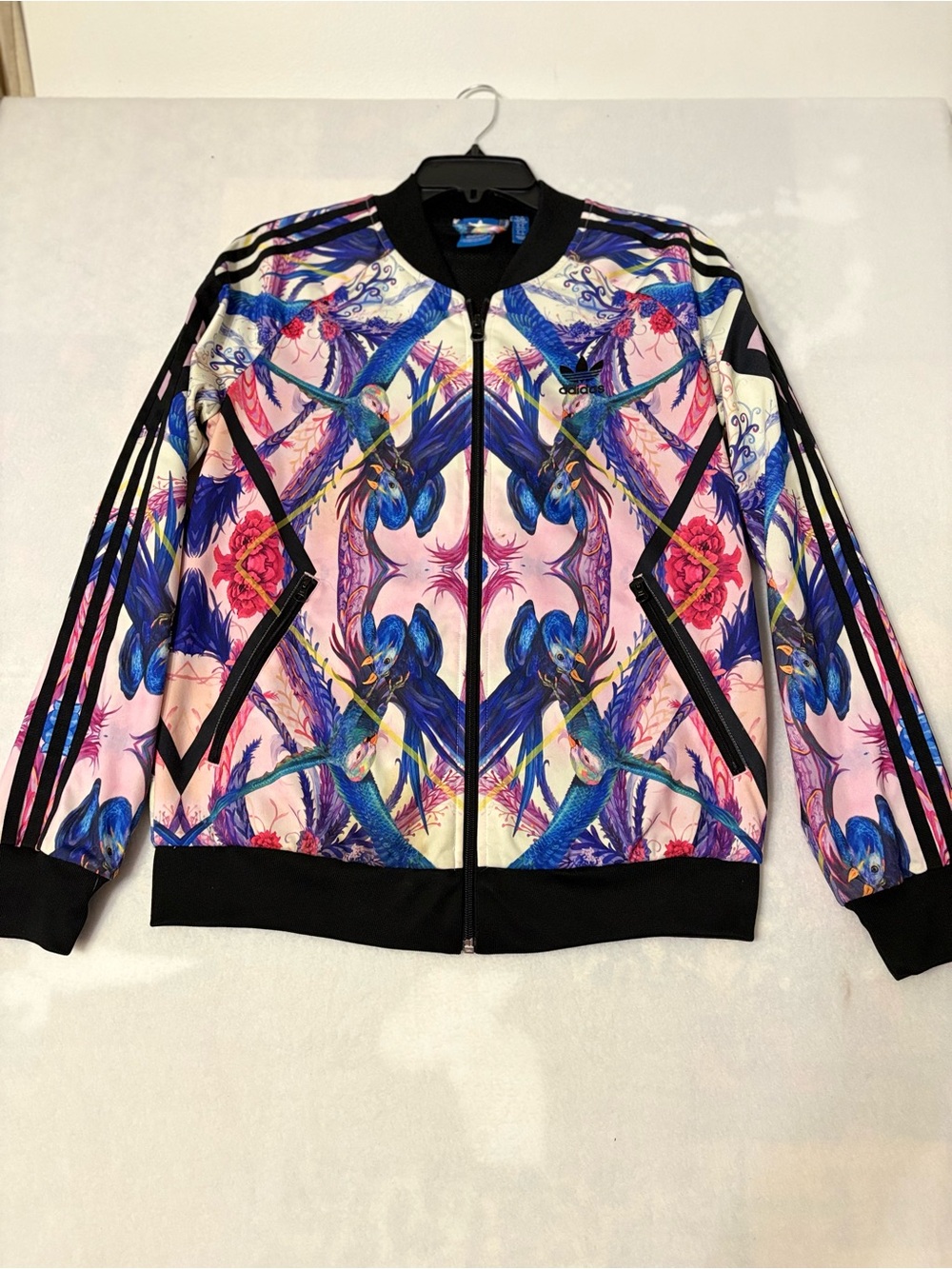 ADIDAS Florera Optic Bloom Women's Size M Track Jacket Multi Trefoil Colorful